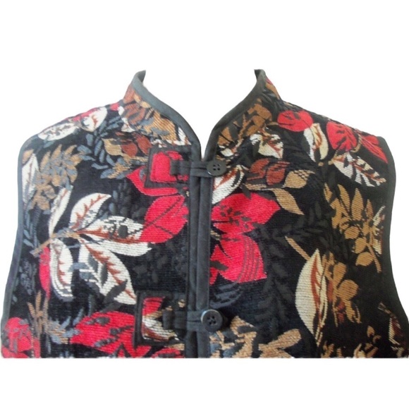 🌺COLDWATER CREEK Vintage Tapestry Mandarin Collar Vest Size XL🌺 - Picture 3 of 6